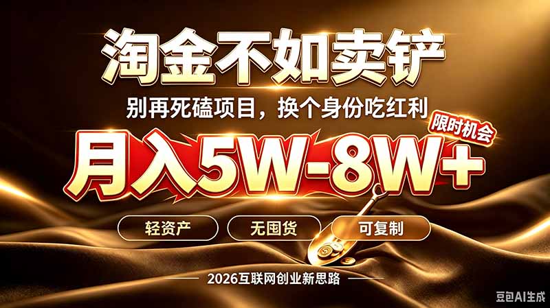 （20152期）别再傻乎乎埋头跑项目！互联网真正赚钱逻辑：做卖铲人，拒绝当韭菜，逆风翻盘月入5-8W+-九节课