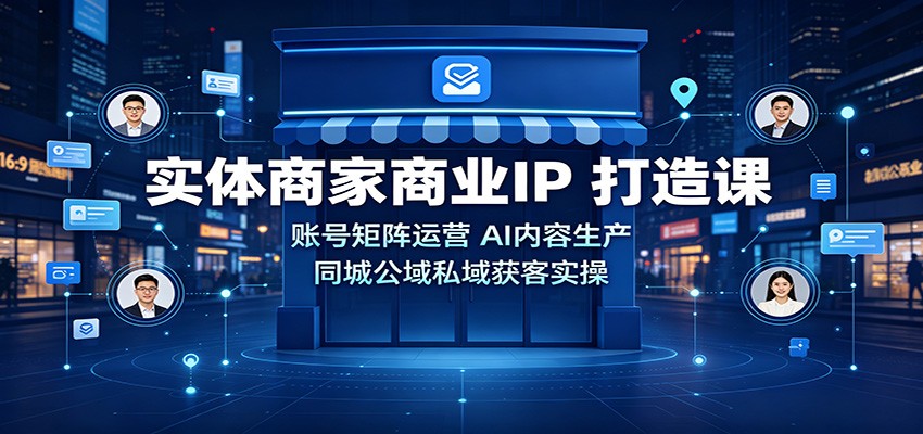 实体商家商业IP打造课：账号矩阵运营，AI内容生产，同城公域私域获客实操-九节课