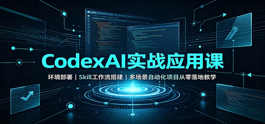 CodexAI实战应用课：环境部署Skill工作流搭建，多场景自动化项目从零落地教学-九节课