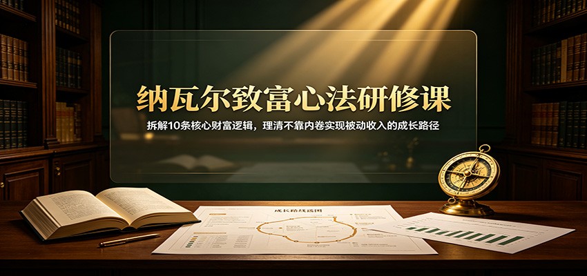 纳瓦尔致富心法研修课：拆解10条核心财富逻辑，理清不靠内卷实现被动收入的成长路径-九节课