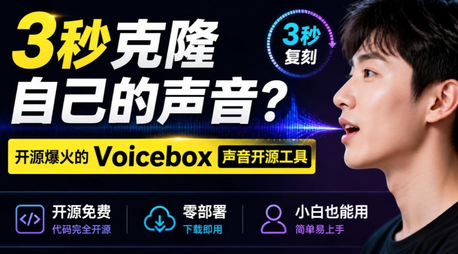 3秒克隆自己的声音？开源爆火的Voicebox声音开源工具，实测体验超好，零部署小白也能直接用-九节课