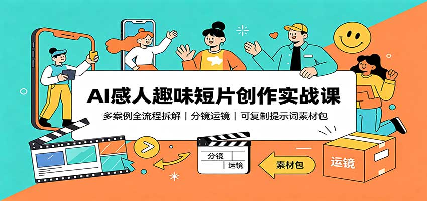 AI感人趣味短片创作实战课：多案例全流程拆解，分镜运镜，可复制提示词素材包-九节课