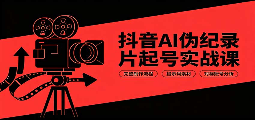 抖音AI伪纪录片起号实战课：完整制作流程，提示词素材，对标账号分析-九节课