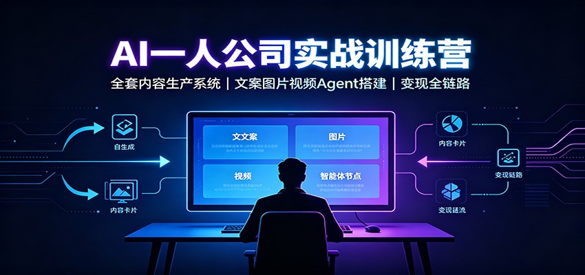 AI创作一人公司实战训练营：全套内容生产系统，文案图片视频Agent搭建变现全链路-九节课
