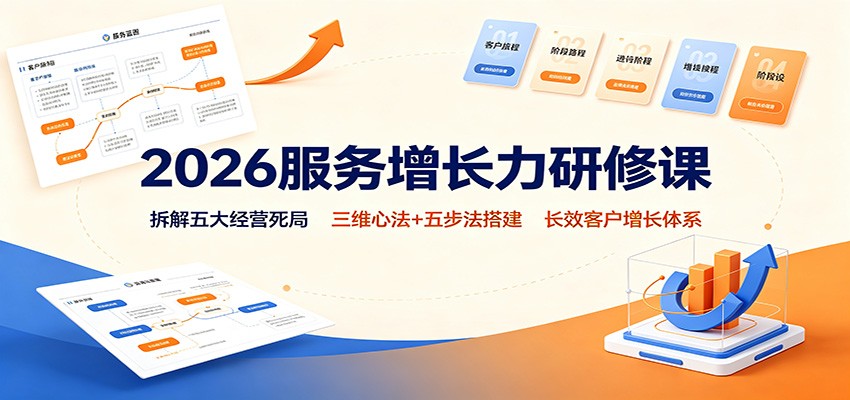 2026服务增长力研修课：拆解五大经营死局，三维心法+五步法搭建长效客户增长体系-九节课