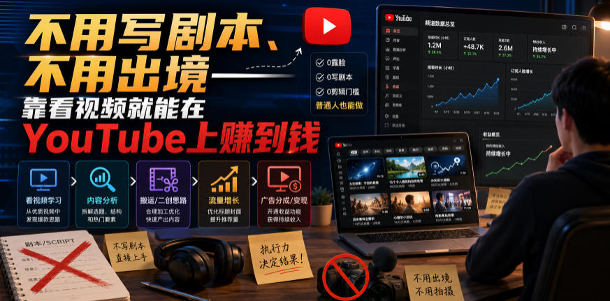 不用写剧本、不用出境——靠看视频就能在YouTube上賺到钱【原创双语字幕】-九节课