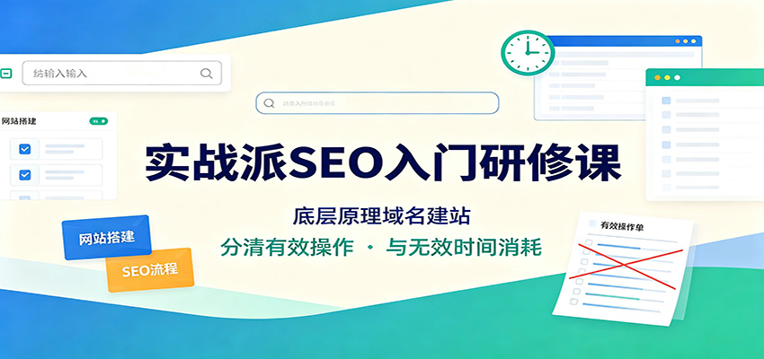 实战派SEO入门研修课：底层原理域名建站，分清有效操作与无效时间消耗-九节课
