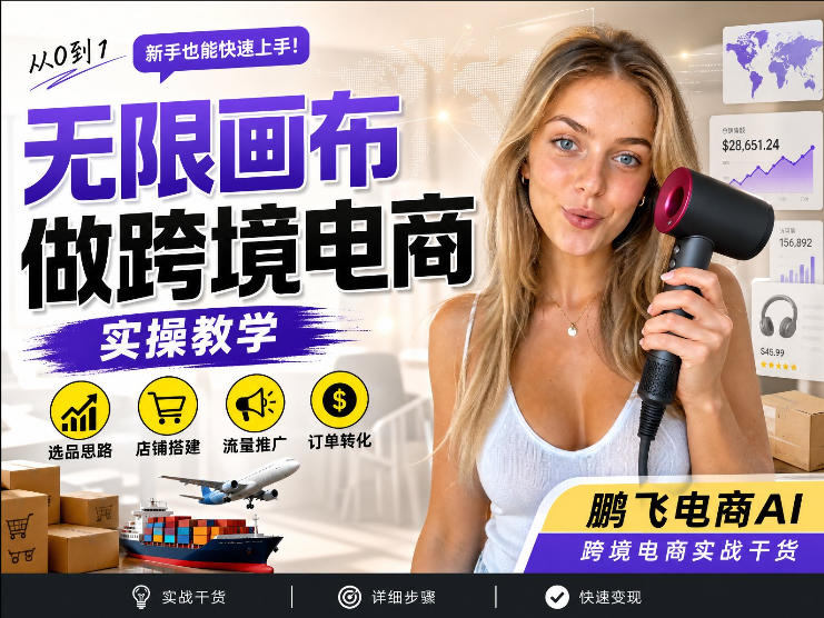 【跨境电商必备】AI无线画布制作商品宣传视频，四步搞定，无线画布工作流，操作简单好上手-九节课