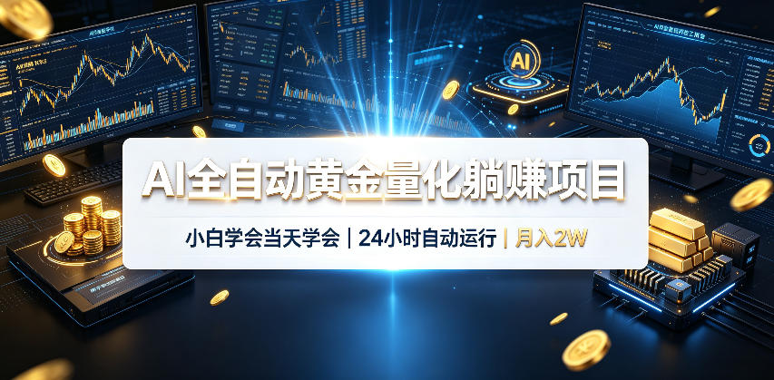 AI全自动黄金量化躺賺项目，小白学会当天学会，24小时自动运行，月入2W！【揭秘】-九节课