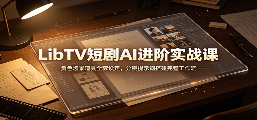 LibTV短剧AI进阶实战课：角色场景道具全套设定，分镜提示词搭建完整工作流-九节课