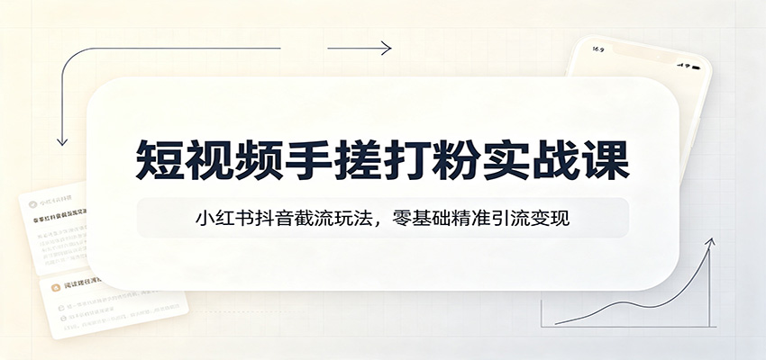 短视频手搓打粉实战课：小红书抖音截流玩法，零基础精准引流变现-九节课