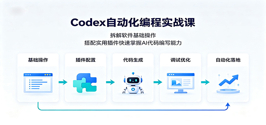 Codex自动化编程实战课：拆解软件基础操作，搭配实用插件快速掌握AI代码编写能力-九节课
