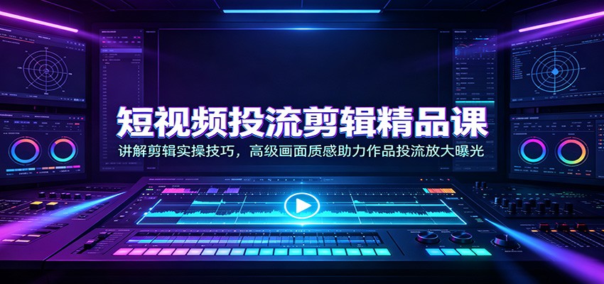 短视频投流剪辑精品课：讲解剪辑实操技巧，高级画面质感助力作品投流放大曝光-九节课