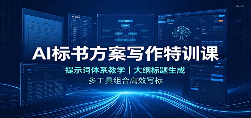 AI标书方案写作特训课：提示词体系教学，大纲标题生成，多工具组合高效写标-九节课