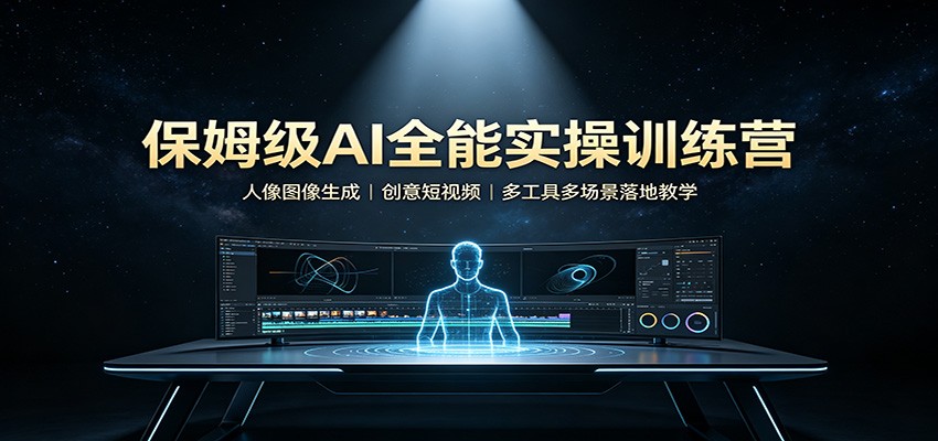 保姆级AI全能实操训练营：人像图像生成，创意短视频，多工具多场景落地教学-九节课