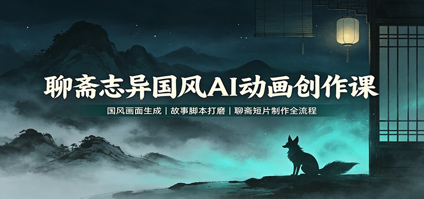 聊斋志异国风AI动画创作课：国风画面生成，故事脚本打磨，聊斋短片制作全流程-九节课