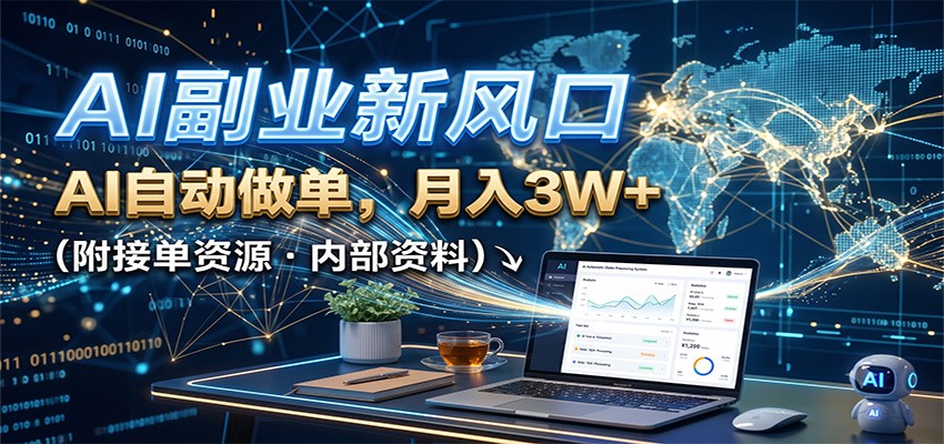 AI副业新风口，AI自动做单，月入3W+，附接单资源-九节课
