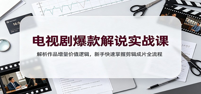 电视剧爆款解说实战课：解析作品增量价值逻辑，新手快速掌握剪辑成片全流程-九节课