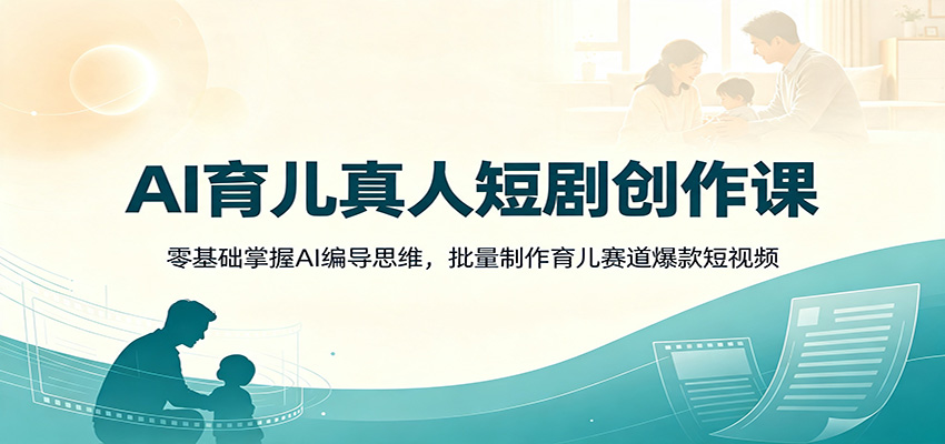 AI育儿真人短剧创作课：零基础掌握AI编导思维，批量制作育儿赛道爆款短视频-九节课