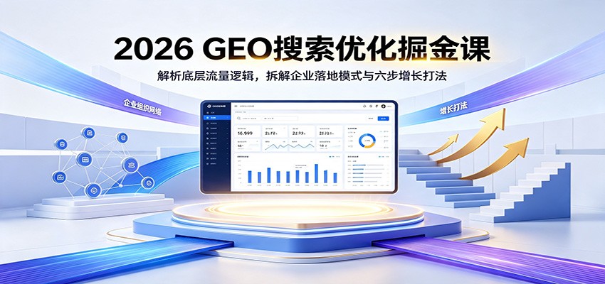 2026 GEO搜索优化掘金课：解析底层流量逻辑，拆解企业落地模式与六步增长打法-九节课