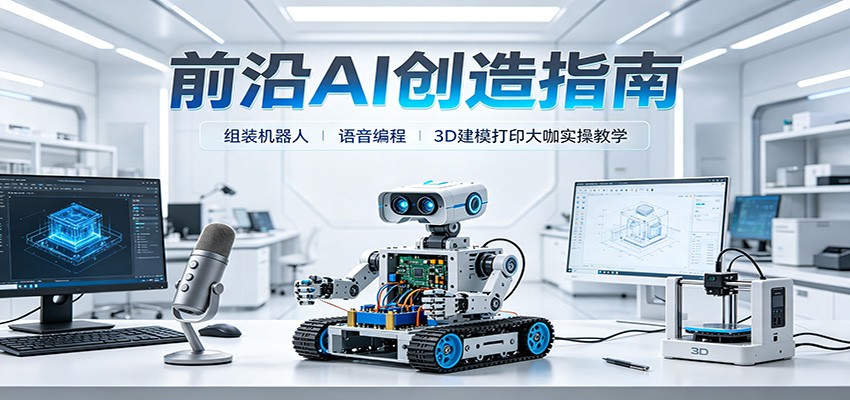 前沿AI创造指南：组装机器人、语音编程、3D建模打印大咖实操教学-九节课
