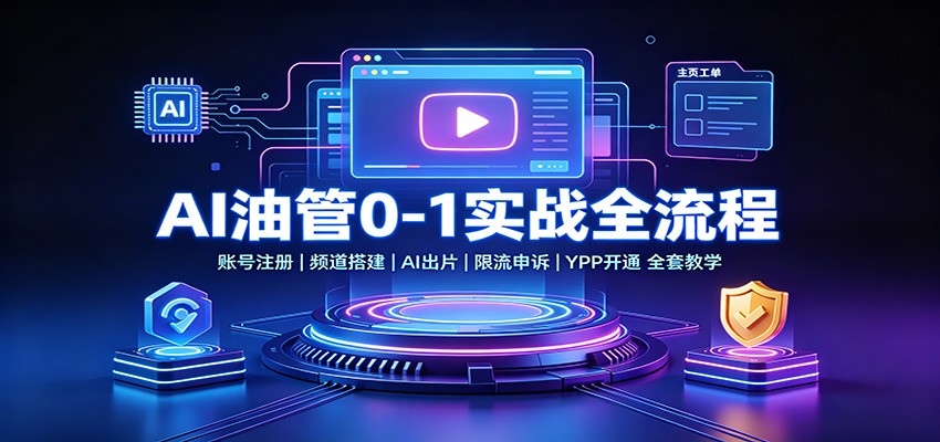 AI油管0-1实战：账号注册频道搭建，AI出片，限流申诉，YPP开通全套教学-九节课