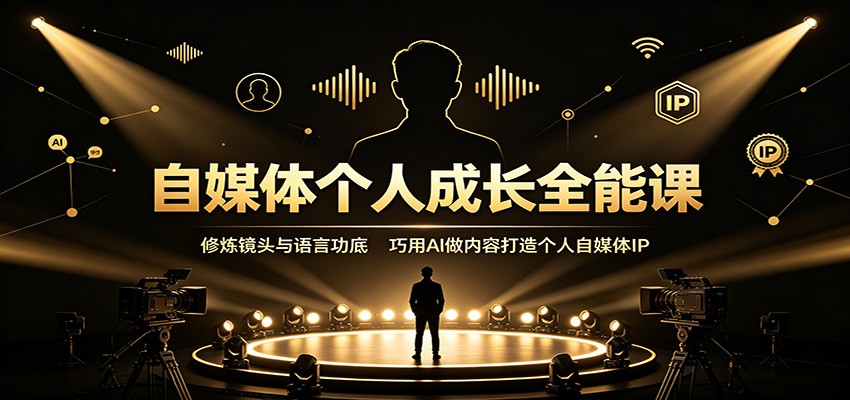 自媒体个人成长全能课：修炼镜头与语言功底，巧用AI做内容打造个人自媒体IP-九节课
