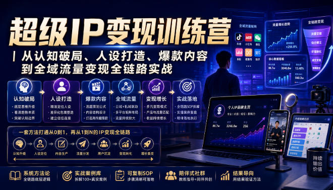 超级IP变现训练营｜从认知破局、人设打造、爆款内容到全域流量变现全链路实战-九节课