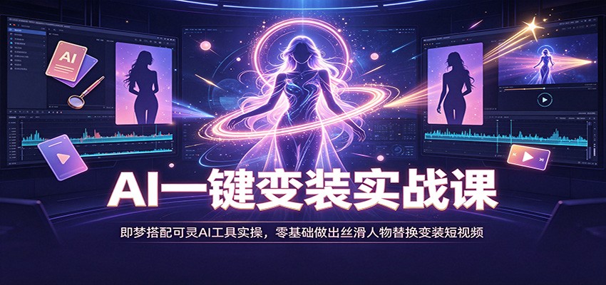 AI一键变装实战课：即梦搭配可灵AI工具实操，零基础做出丝滑人物替换变装短视频-九节课