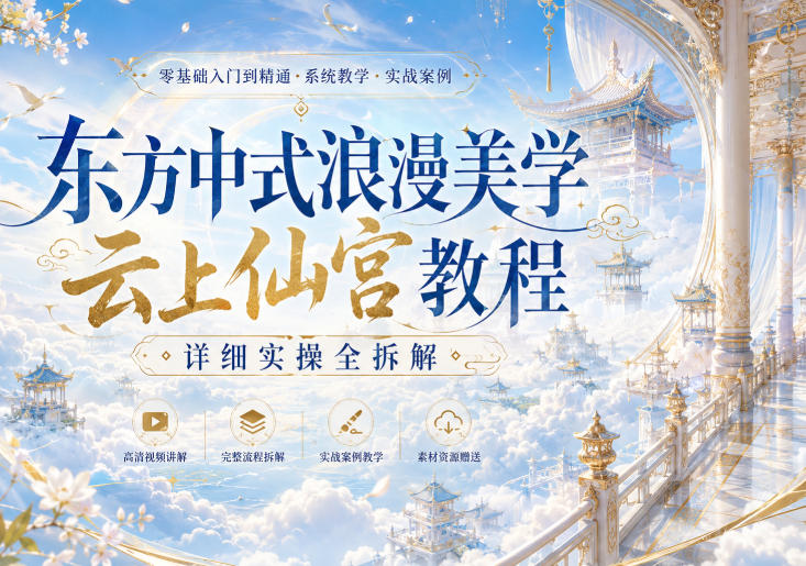 东方中式浪漫美学云上仙宫教程，详细实操全拆解-九节课