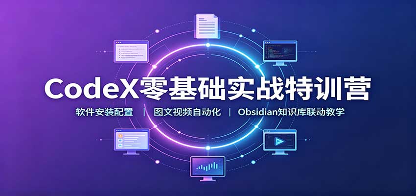 CodeX零基础实战特训营：软件安装配置，图文视频自动化，Obsidian知识库联动教学-九节课