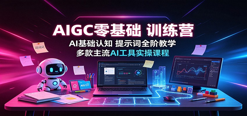 AIGC零基础训练营：AI基础认知，提示词全阶教学，多款主流AI工具实操课程-九节课