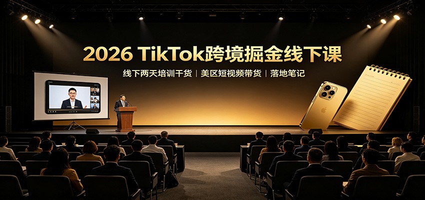 2026 TikTok跨境掘金线下课：线下两天培训干货，美区短视频带货落地笔记-九节课