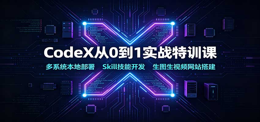 CodeX从0到1实战特训课：多系统本地部署，Skill技能开发，生图生视频网站搭建-九节课
