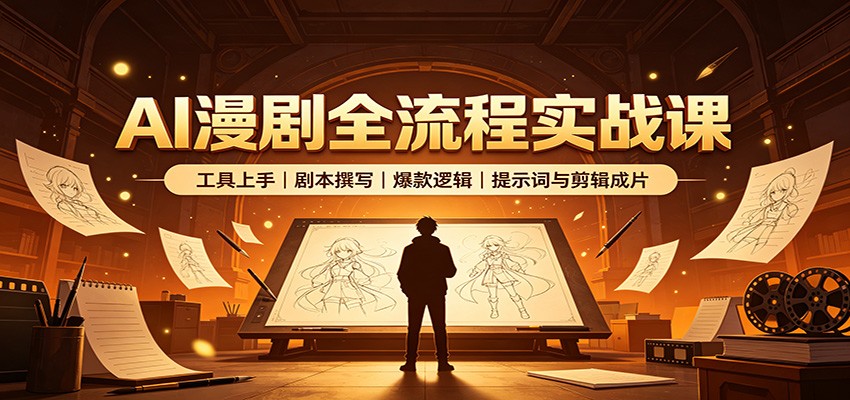 AI漫剧全流程实战课：工具上手、剧本撰写、爆款逻辑、提示词与剪辑成片-九节课