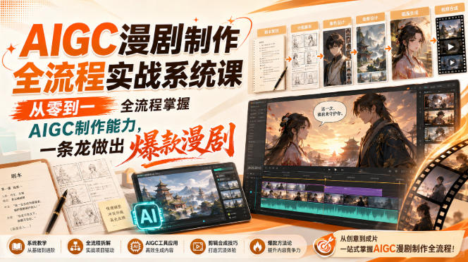 AIGC漫剧制作全流程实战系统课，从零到一全流程掌握AIGC制作能力，一条龙做出爆款漫剧-九节课