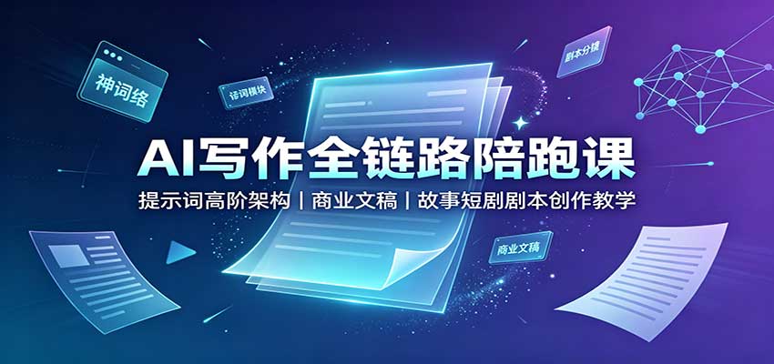 AI写作全链路陪跑课：提示词高阶架构，商业文稿，故事短剧剧本创作教学-九节课