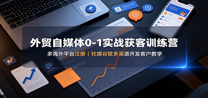 外贸自媒体0-1实战获客训练营：多海外平台注册，社媒谷歌多渠道开发客户教学-九节课