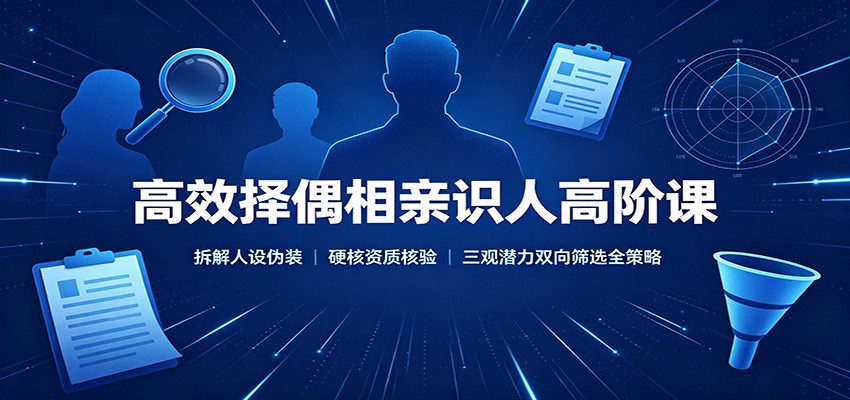高效择偶相亲识人高阶课：拆解人设伪装，硬核资质核验，三观潜力双向筛选全策略-九节课