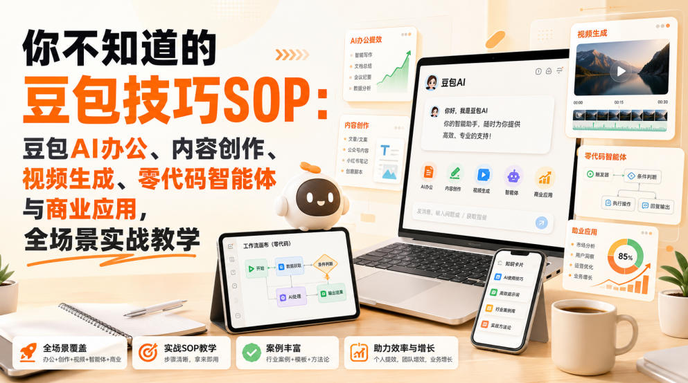 你不知道的豆包技巧SOP：豆包AI办公、内容创作、视频生成、零代码智能体与商业应用，全场景实战教学-九节课