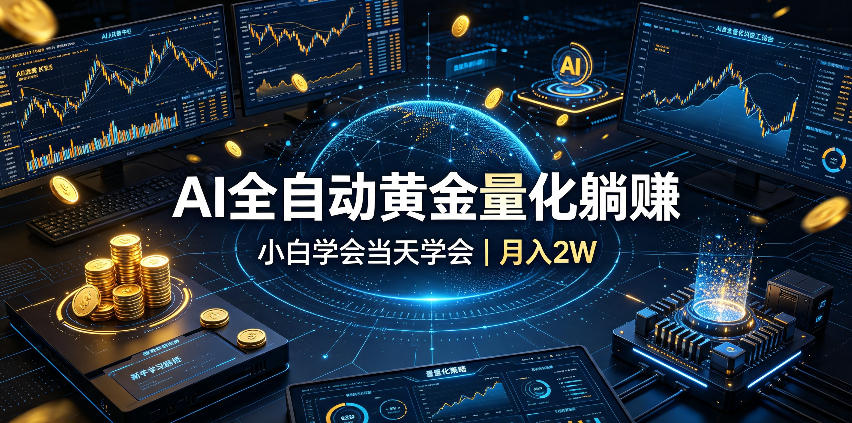 AI全自动黄金量化躺賺：小白学会当天学会，月入2W！【揭秘】-九节课