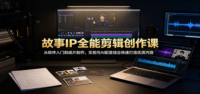 故事IP全能剪辑创作课：从软件入门到成片制作，实拍与AI配音结合快速打造优质内容-九节课