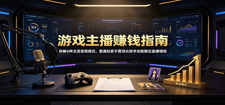 游戏主播赚钱指南：拆解6种主流变现模式，普通玩家不靠顶尖技术也能稳定直播增收-九节课