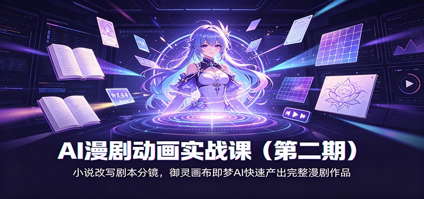 AI漫剧动画实战课（第二期)：小说改写剧本分镜，御灵画布即梦AI快速产出完整漫剧作品-九节课