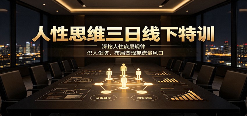 人性思维三日线下特训：深挖人性底层规律，识人设防、布局变现抓流量风口-九节课
