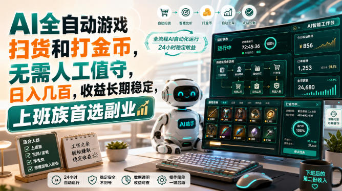 AI全自动游戏扫货和打金币，日入几百，无需人工值守！-九节课