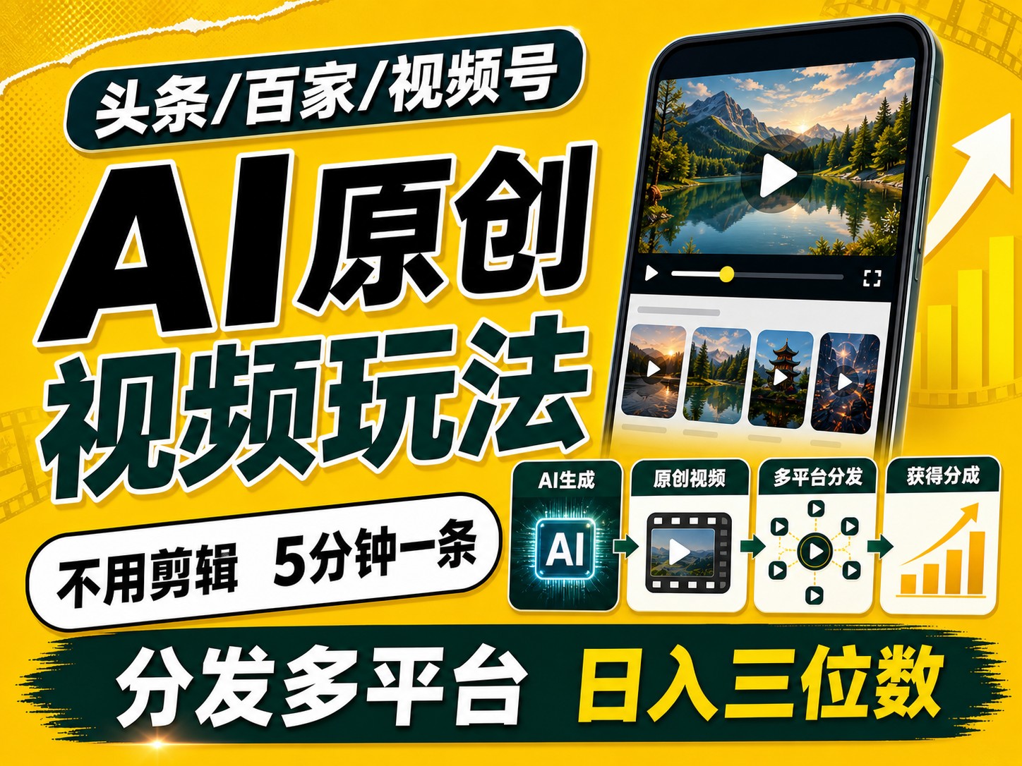 2026头条百家号升级玩法 5分钟一条原创视频 发多平台赚收-九节课