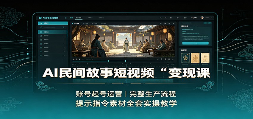 AI民间故事短视频变现课:账号起号运营,完整生产流程,提示指令素材全套实操教学-九节课