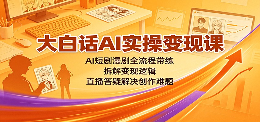 大白话AI实操变现课：AI短剧漫剧全流程带练，拆解变现逻辑，直播答疑解决创作难题-九节课
