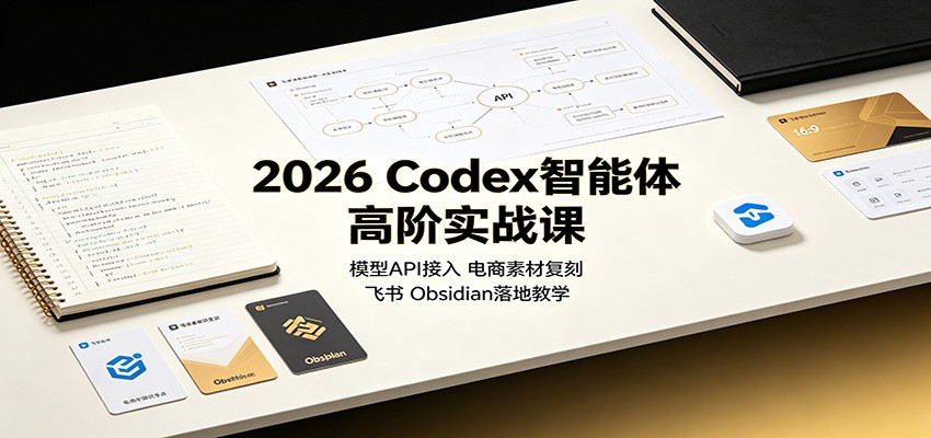 2026 Codex智能体高阶实战课：模型API接入，电商素材复刻，飞书Obsidian落地教学-九节课